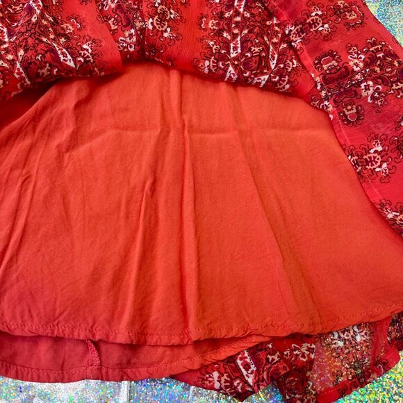 Abercrombie & Fitch Babydoll Red Floral Y2K Mini Dress Valentines Day Womens S - Picture 6 of 11